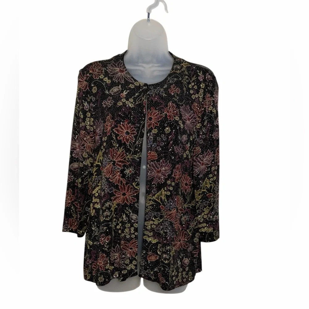 Alex Evenings Black and Gold Embellished Jacket